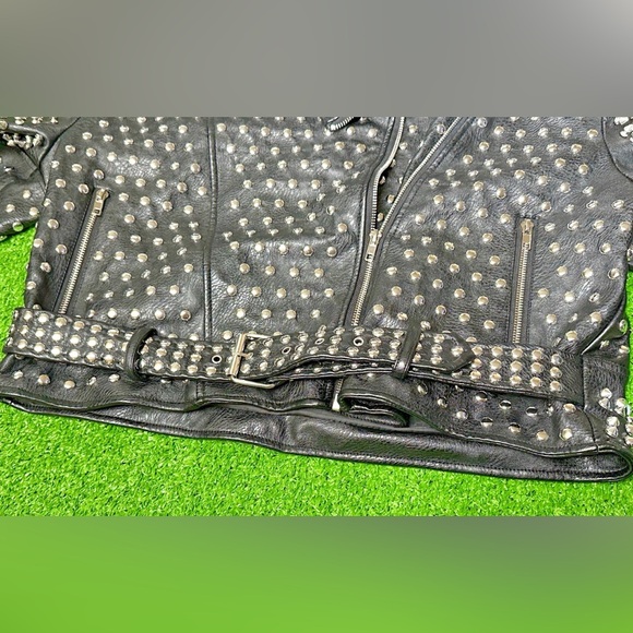 Azalea Wang Lucifer-X Studded Spike Black Biker Jacket - Women's Size 1X - Picture 3 of 9